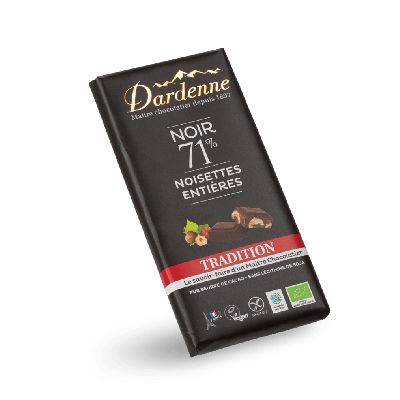 Chocolat noir noisettes entieres sans gluten - 180g