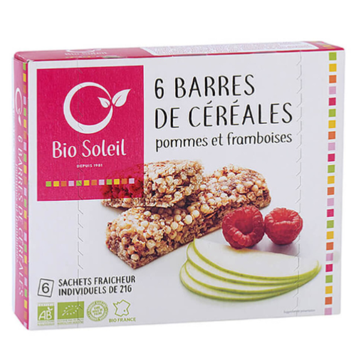 6 barres de cereales pommes framboises 125g