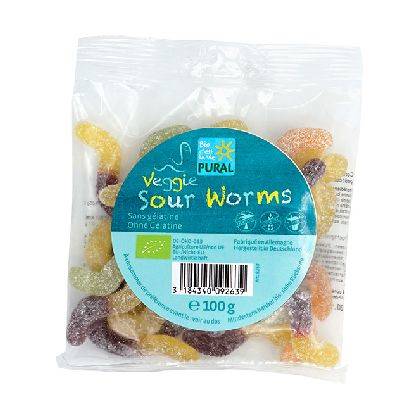 Bonbons veggie sour worms - 100g