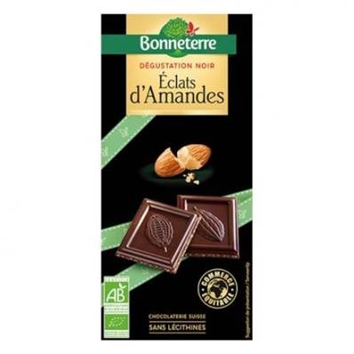 Chocolat noir eclats amandes - 90g