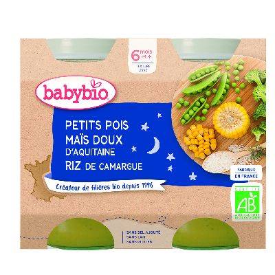 Pot bb pois/mais/riz 2x200g ba