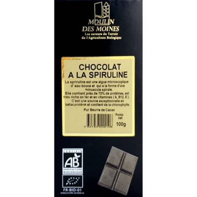 Chocolat noir bio à la spiruline 74% de cacao - 100 g