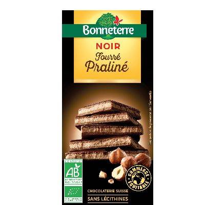 Chocolat noir fourre praline 100g