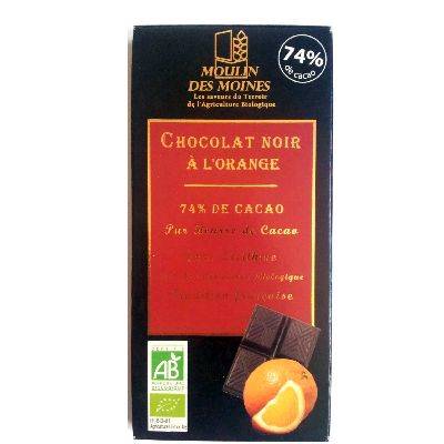 Chocolat noir 74% à l'orange - 100g